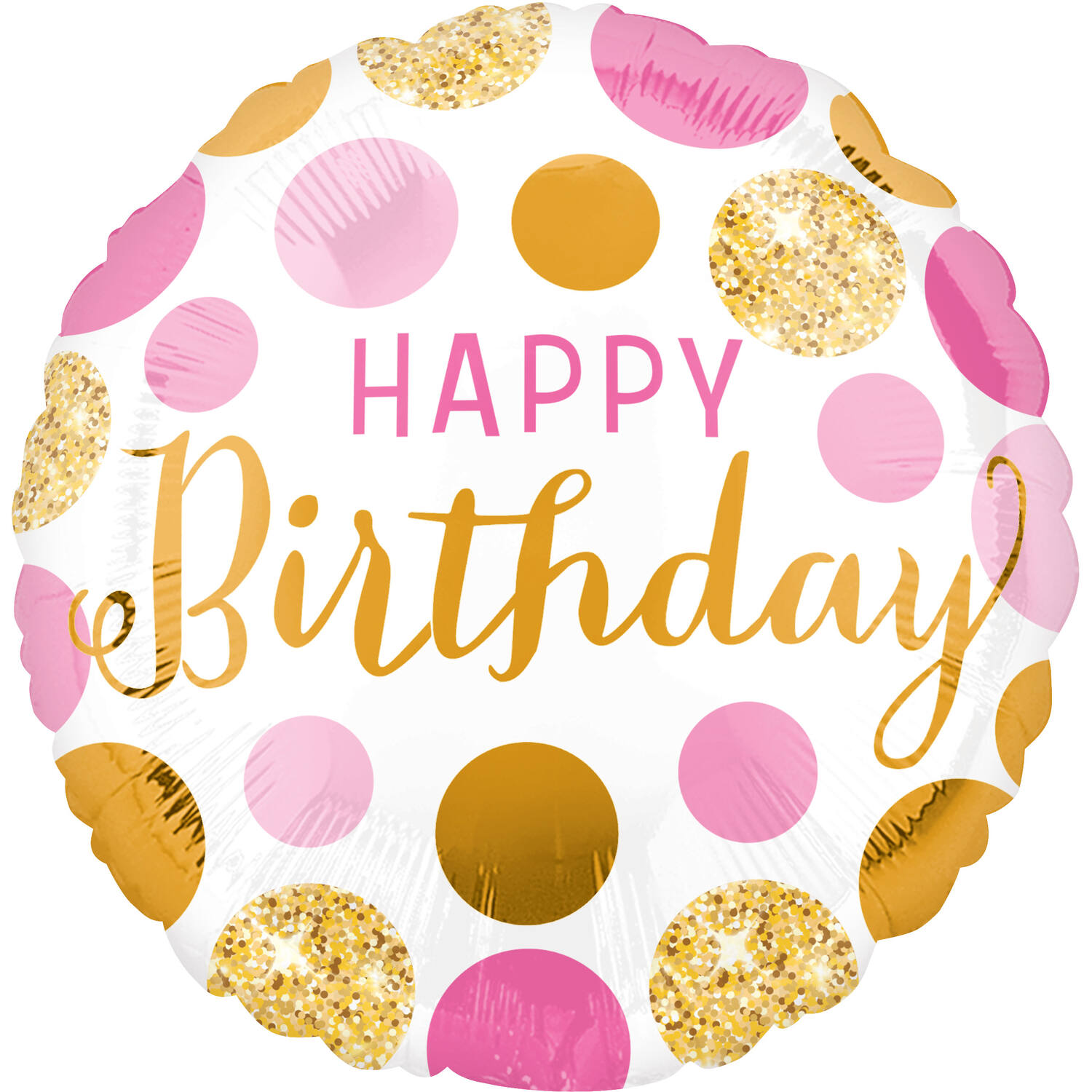Foil Balloon - "HAPPY Birthday" - Pink and Gold - 45 cm